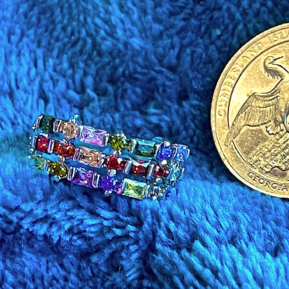 Multi gemstone ring: amethyst citrine garnet peridot plus** Size 6 NWOT - Picture 3 of 4